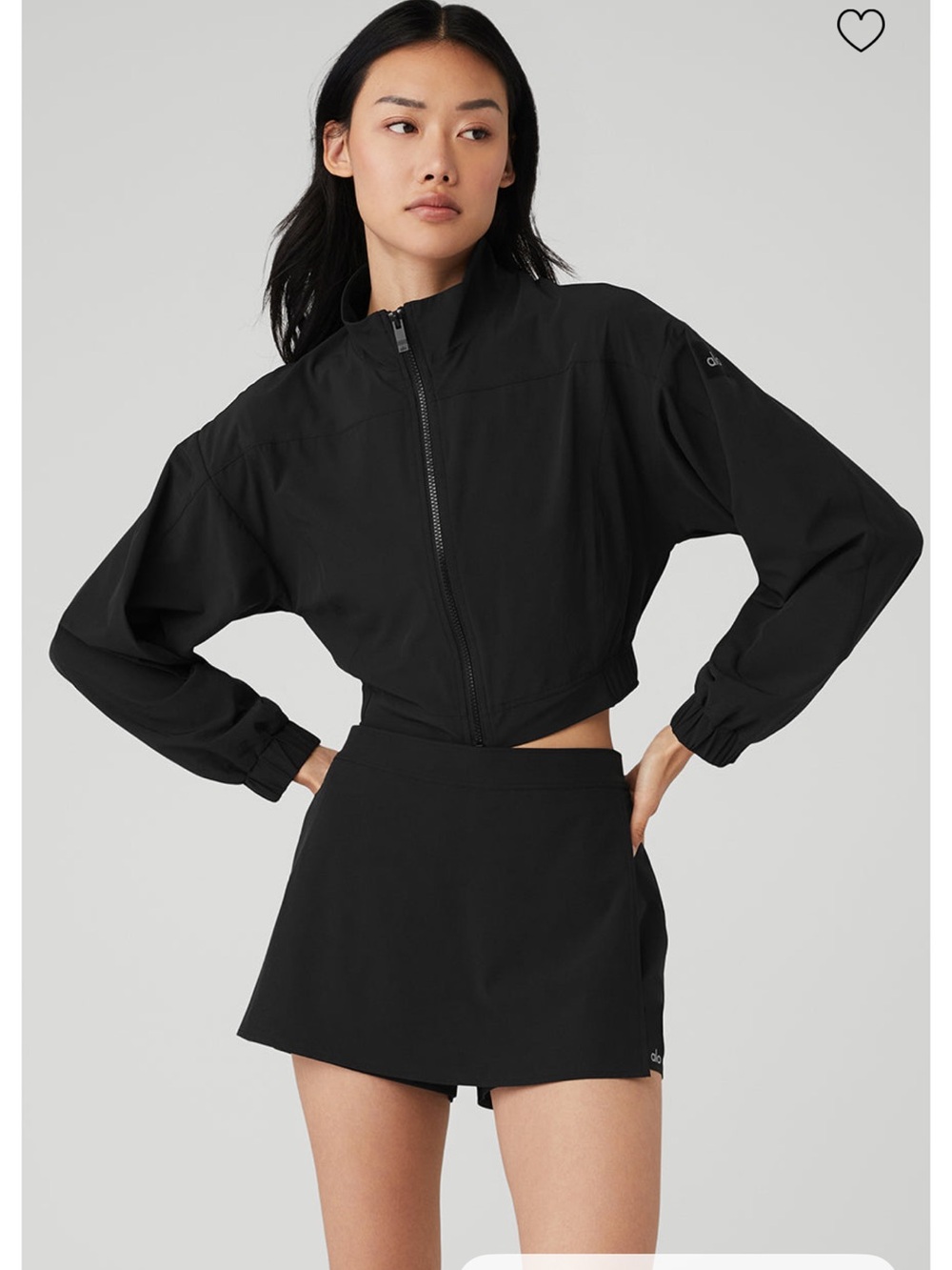ALO Yoga Black Cropped Bomber Jacket